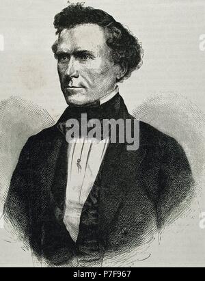 Franklin Pierce (1804-1869). Uomo politico americano. Quattordicesimo Presidente degli Stati Uniti (1853-1857). Ritratto. Incisione. Foto Stock