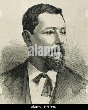 Justo Rufino Barrios (1835-1885). Il Guatemala militare e politico. Presidente del Guatemala (1873-1885). Ritratto. Incisione del XIX secolo. Foto Stock