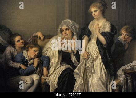Jean-Baptiste Greuze (1725-1805). Pittore Francese. Vedova e il suo sacerdote. Lo stato Museo Hermitage. San Pietroburgo. La Russia. Foto Stock