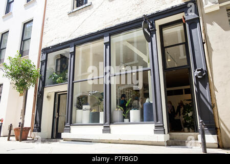 Esterno del popup Allbirds store a nome Hotaling Place, Jackson Street, San Francisco, CA, Stati Uniti d'America. Foto Stock