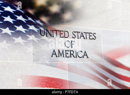 Washington DC, USA-Giugno 5, 2018: Robert F Kennedy Dipartimento di Giustizia edificio segno sul muro di pietra la lettura di Stati Uniti d'America Foto Stock