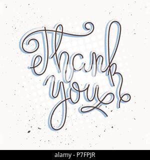 La ringrazio. Disegnata a mano caratteri tipografici. Logotipo Fortune, badge, poster, logo, tag, t-shirt. Vettore Illustrazione disegnata Illustrazione Vettoriale