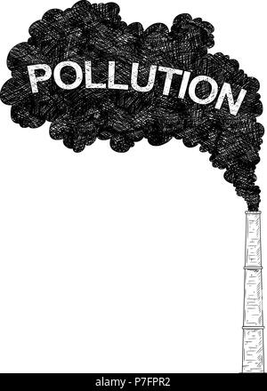 Vettore di disegno artistico illustrazione del Fumaiolo, industria o la fabbrica dell'inquinamento atmosferico Illustrazione Vettoriale