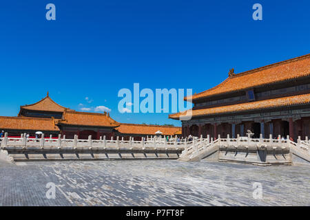 Beijing, Pechino, Cina. 6 Luglio, 2018. Pechino, Cina-la Città Proibita è elencato da UNESCO come la più grande collezione di conserve di antiche strutture in legno in tutto il mondo. La Città Proibita è stato dichiarato sito Patrimonio Mondiale nel 1987 come il ''Palazzo imperiali del Ming e le dinastie di Qing. Credito: SIPA Asia/ZUMA filo/Alamy Live News Foto Stock