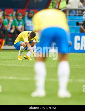 Belgio - Brasil, calcio, Kazan, luglio 06, 2018, Neymar reggiseno 10 triste, deluso, arrabbiato, emozioni, delusione e frustrazione, frustrato tristezza, disperato, disperazione, Belgio - BRASILE FIFA WORLD CUP 2018 RUSSIA, best di 8, stagione 2018/2019, luglio 06, 2018 Stadium di Kazan, la Russia. © Peter Schatz / Alamy Live News Foto Stock