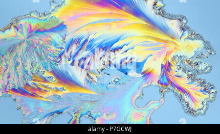 I cristalli di un comune antidolorifico paracetamolo. Immagine al microscopio, fotografato in luce polarizzata. Foto Stock