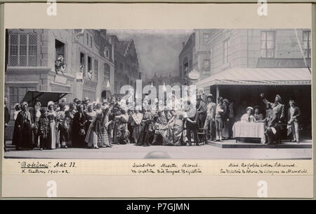 Carl Grafström som Saint-Phar, Anna Fernqvist som Musette, Carl Lejdström som Marcel, Anna Hellström som Mimi, Arvid Ödmann som Rodolphe, Axel Sellergren som Colline & Thor Mandahl som Schaunard mi Bohème, Kungliga teatern 1901 52 Bohème, Kungliga teatern 1901. Föreställningsbild - SMV - H13 019 Foto Stock
