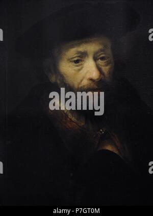 Harmenszoon Rembrandt van Rijn (1606-1669). Pittore olandese. Ritratto di un barbuto uomo vecchio, 1643. Olio su pannello. Lo stato Museo Hermitage. San Pietroburgo. La Russia. Foto Stock