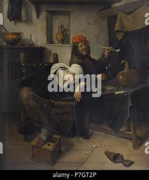 Jan Havickszoon Steen (1626-1679). Pittore olandese. I festaioli, 1660. Lo stato Museo Hermitage. San Pietroburgo. La Russia. Foto Stock