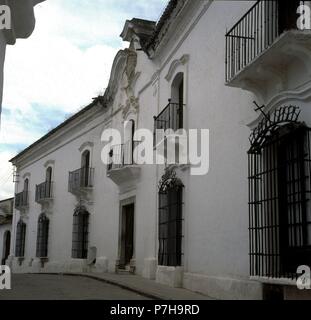 CASA SEÑORIAL DEL SIGLO XVIII. Posizione: esterno, Ribera del Fresno, BADAJOZ, Spagna. Foto Stock