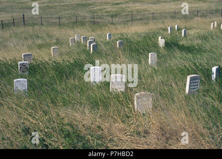 Custer Hill dove i marcatori di 7 soldati di cavalleria' corpi sono stati trovati, Little Bighorn Battlefield, Montana. Fotografia Foto Stock