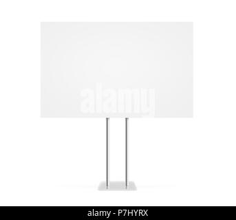 Scheda Informazioni mock up stand isolato. Affissioni mockup. La tavola di supporto. Stand su sfondo bianco. Segnaletica bianco stand. Cancellare plain supporto per banner. Piastra vuota plank display del pannello. Foto Stock