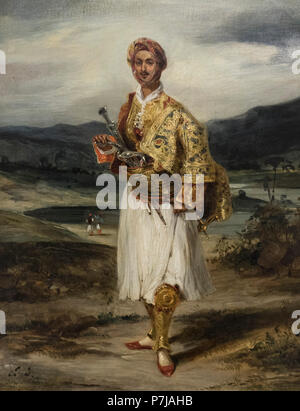 Eugène Delacroix (1798 - 1863), il conte Palatiano (1794-1849) in un greco costume nazionale, 1826. Galleria Nazionale di Praga (Národní galerie v Praze). 0 Foto Stock