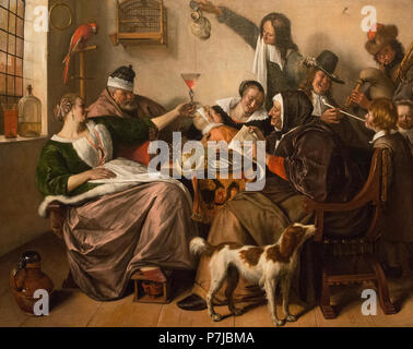 Jan Steen - come il vecchio cantare, tubo così i giovani - c.1665 Foto Stock