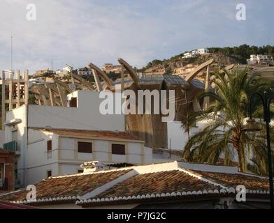 VISTA DEL ABSIDE DE LA IGLESIA de Nuestra Señora de Loreto. Posizione: esterno, JAVEA / XABIA, ALICANTE, Spagna. Foto Stock