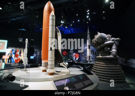 Laval, Canada, Gennaio 22, 2018. Visualizzazione statica di razzi al Cosmodome in Laval, Quebec. Credit:Mario Beauregard/Alamy Live News Foto Stock