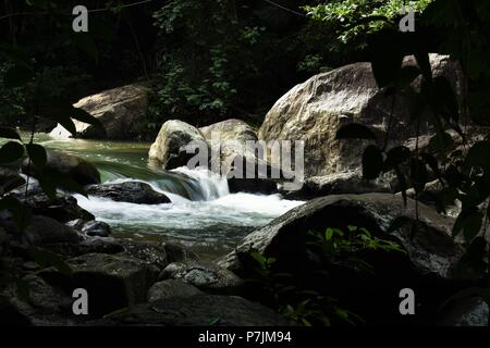 Splendide vedute delle Cascate Meenmutty vicino Ponmudi Hill Station - Trivandrum, Kerala. Foto Stock