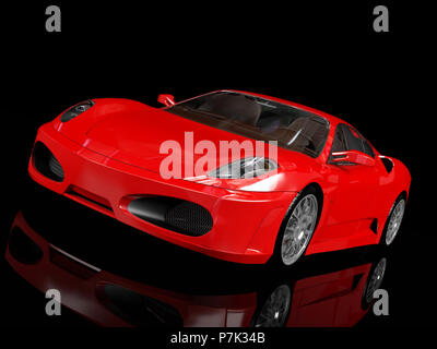 Rosso Sport Auto su sfondo scuro, rendering 3D Foto Stock