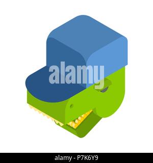 Dinosauro in testa cappuccio. Faccia Tyrannosaurus rex in hat. illustrazione vettoriale Illustrazione Vettoriale