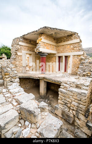 Parti della Minoan tempio complesso di Cnosso, ricostruito a due piani, il Palazzo di Cnosso, Cnosso città antica, Heraklion, Cnosso, Creta, Grecia, Europa Foto Stock