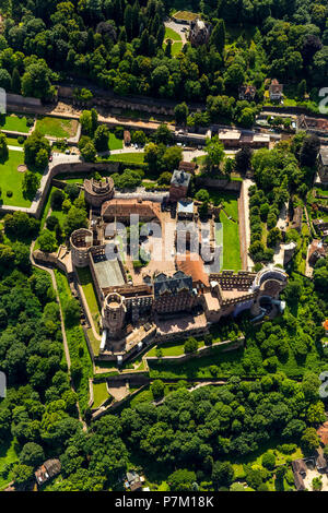 Castello di Heidelberg, Heidelberg Castle rovine, colpo verticale, Heidelberg, Baden-Wuerttemberg, Germania Foto Stock