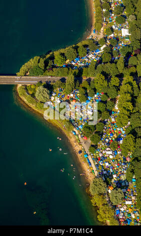 Blackfoot Beach, Lago Fühlinger vedere, evento estivo sul lago Fühlinger vedere con più di 25000 spettatori presso gli stand, tende, verde acqua, Summerjam Festival con tende a Colonia, nella Renania, Nord Reno-Westfalia, Germania Foto Stock