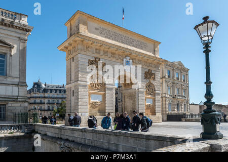 Montpellier, Herault, Francia Arc de Triomphe Porte du Peyrou, Regione Languedoc-Roussillon Foto Stock