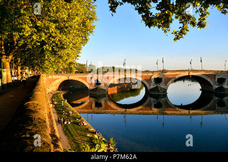 Francia, Haute Garonne, Toulouse, Garonne banche, Daurade Quay e Pont Neuf Foto Stock