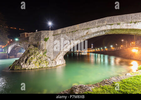 San Nicola ponte, San Pellegrino Terme in Val Brembana, Alpi Orobie, Alpi Italiane, provincia di Bergamo, Italia Foto Stock
