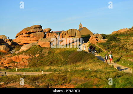 Francia, Cotes d'Armor, Perros Guirec, Ploumanac'h, costa di Granito Rosa (Côte de Granit Rose), pointe de Squewel Foto Stock