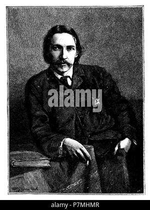 Robert Louis Stevenson (nato il 13 novembre 1850 a Edimburgo, Dicembre 3, 1894 a Vailima, vicino Apia, Samoa), scrittore scozzese, 1895 Foto Stock