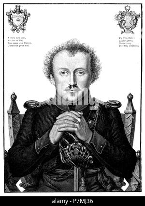 Il barone Friedrich de la Motte Fouque. Dipinto nel 1818 dopo la vita da W. Hensel, 1881 Foto Stock