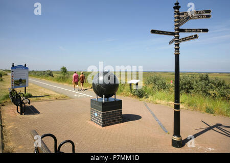 Punto di meridiano in corrispondenza della linea del meridiano di Greenwich longitudine zero, Cleethorpes, Lincolnshire, Regno Unito. Foto Stock