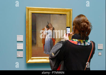 L'Italia, Lombardia, Milano, Palazzo barocco Brera, la Pinacoteca di Brera (Pinacoteca di Brera), il Museo di Belle Arti il bacio di Francesco Hayez, 1859 Foto Stock
