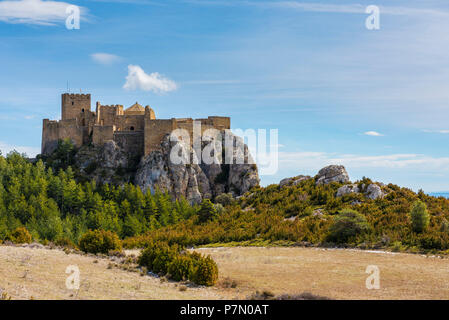 Il castello di Loarre, Loarre, Huesca, Aragona, Spagna, Europa Foto Stock