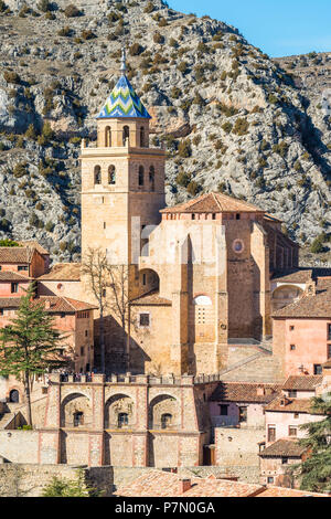 El Salvador cattedrale, Albarracin, Teruel Aragona, Spagna, Europa Foto Stock