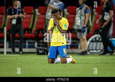 Kazan, Russia. 06 Luglio, 2018. NEYMAR del Brasile durante il match tra il Brasile e il Belgio valido per i quarti di finale del 2018 fase finale della Coppa del mondo, tenutasi in Arena Kazan, Russia. Belgio vince 2-1. Credito: Thiago Bernardes/Pacific Press/Alamy Live News Foto Stock