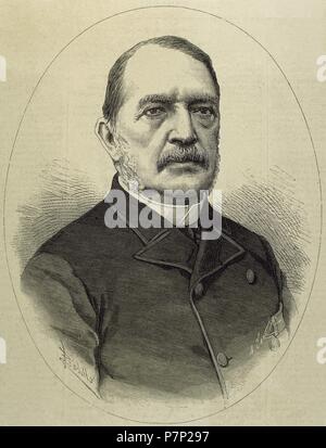 Aniceto Arce Ruiz de Mendoza (1824-1906). Ingegnere boliviano e politico. Egli è stato presidente della Bolivia dal 1888-1892. Ritratto. Incisione di Arturo Carretero. 'La Ilustracion Española y americana". Foto Stock