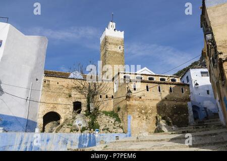 Gran Mezquita, construida en el Siglo XV, por Moulay Alí Ben Rachid, Chefchauen, -Chauen-, Marruecos, norte de Africa, continente africano. Foto Stock