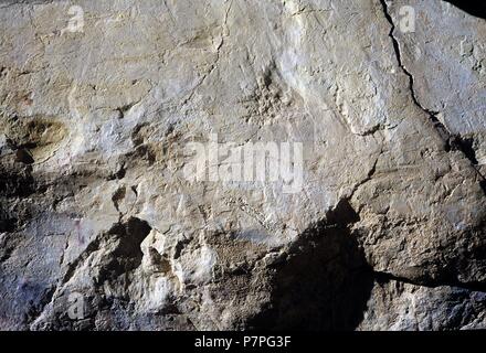 CUEVA DE AMBROSIO, PANELES CON PINTURAS RUPESTRES. ALMERIA, andalusia ESPAÑA. Foto Stock