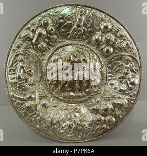 Inglese: presentano nel Fogg Art Museum, la Harvard University di Cambridge, Massachusetts, USA. Questa illustrazione è in quanto l'artista morì più di 70 anni fa. 11 aprile 2015, 12:17:41 364 Tassa, Britannici Maker's Mark una crittografia, apparentemente IB o SB, 1683-1684, argento - Fogg Art Museum, Harvard University - DSC01349 Foto Stock