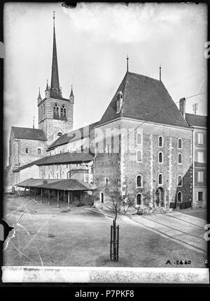 Payerne, Abbatiale, vue d'ensemble; Vue d'ensemble de l'abbatiale depuis le nord-ouest; Abtei Payerne, Abteikirche (.., Payerne). 1899 76 CH-NB - Payerne, Abbatiale, vue d'ensemble - Collezione Max van Berchem - EAD-7426 Foto Stock