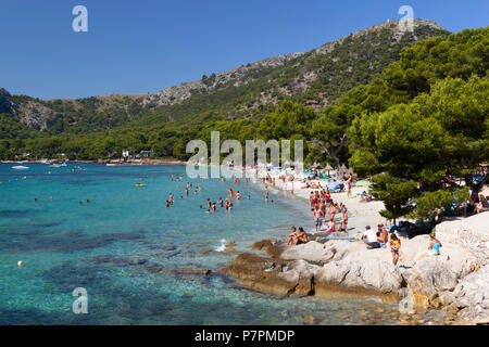 Platja Formentor (Playa de Formentor) vicino a Port de Pollenca, Maiorca, isole Baleari, Spagna, Europa Foto Stock