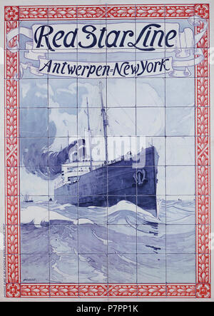 Inglese: Red Star Line Antwerpen - New York 1901 . 1901 327 Red Star Line Antwerpen - New York, da Henri Cassiers Foto Stock