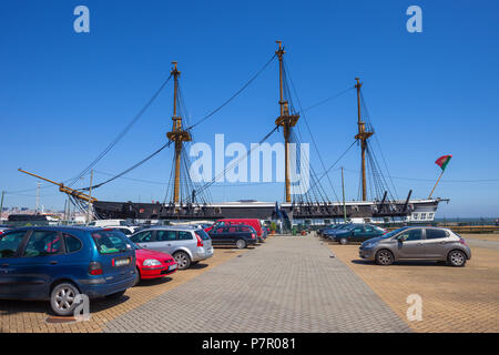 Fragata D. Fernando II e gloria, 50 gun fregata della marina portoghese di Cacilhas, Almada, Portogallo, xix secolo nave a vela Foto Stock