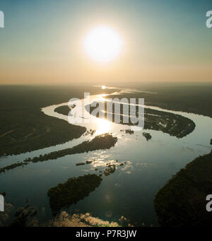 Fiume Zambesi visto dall'aria, Zambia Foto Stock