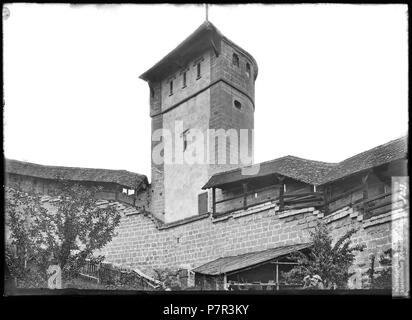 Friburgo, Remparts, vue partielle; Vue partielle des remparts de la ville et de la tour de Morat ; vue de l'interna des remparts. Settembre 1901 71 CH-NB - Friburgo, Remparts, vue partielle - Collezione Max van Berchem - EAD-6808 Foto Stock