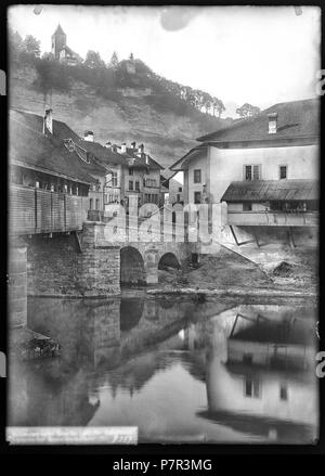 Friburgo, Pont de Berne, vue partielle; vue de la partie adventive du pont de Berne. Settembre 1899 71 CH-NB - Friburgo, Pont de Berne, vue partielle - Collezione Max van Berchem - EAD-6838 Foto Stock