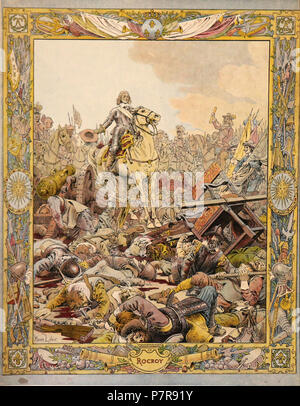 . Le Roy Soleil. Chromotypogravure d'aquarelles (altezza: 36 cm (14,1 in); larghezza: 26 cm (10,2 in)) : Bataille de Rocroy. N/A 263 Maurice Leloir-Le Roy Soleil - Bataille de Rocroy Foto Stock