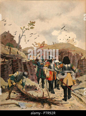 262 Maurice Leloir - Le Roy Soleil - Louis XIV visitant les tranchées devant Lille Foto Stock